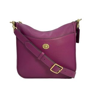 Coach Chaise 19 Pebbled Leather Crossbody Deep Plum Maroon Purple NWT